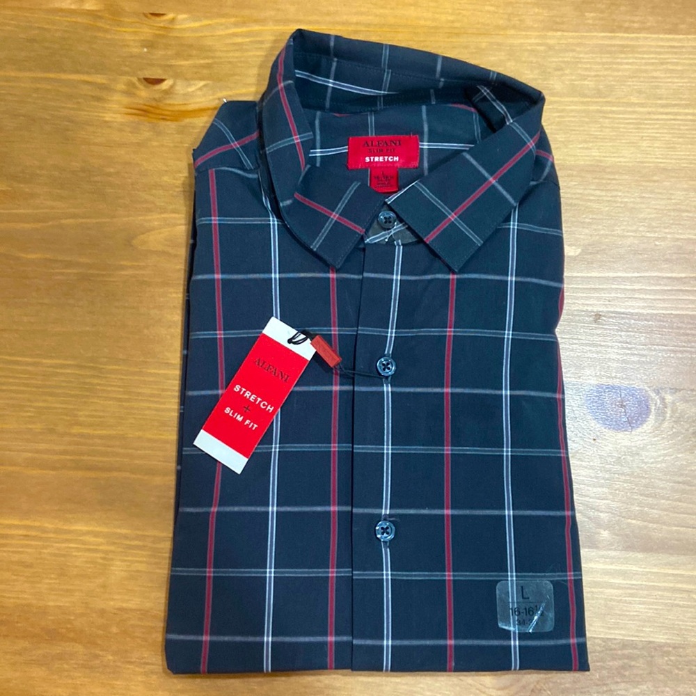 NWT Alfani Slim Fit Button Down, Size L